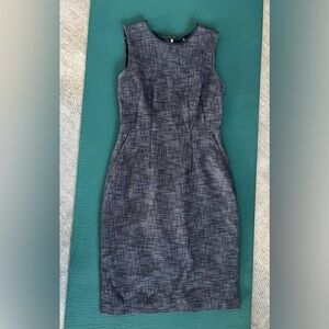 Elie Tahari Women’s Sheath Tweed Dress Sleeveless Zipper Navy Blue Size 2